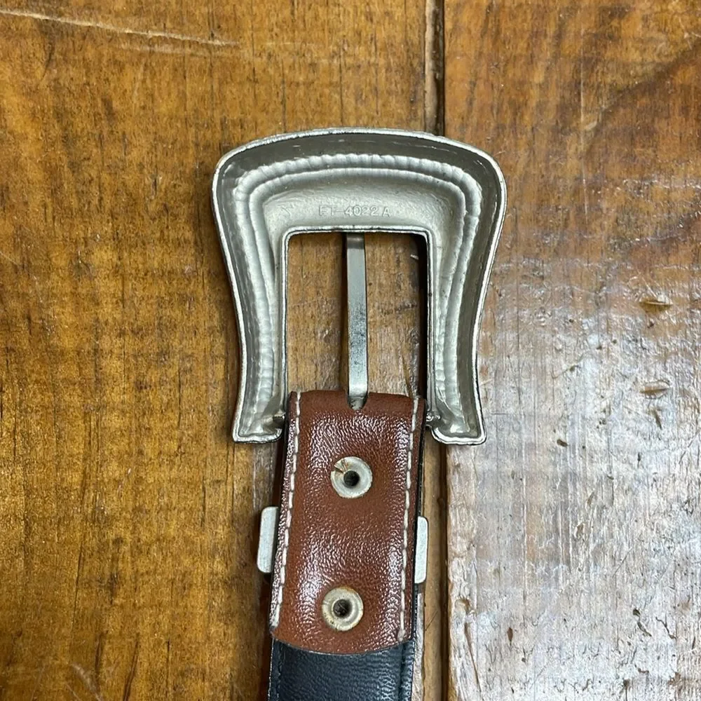Western Vegan Leather Brown and Silver belt small